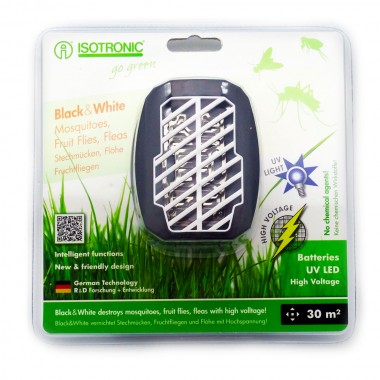 Dispozitiv portabil cu ultraviolete anti țânțari, muște, purici, molii Black White 25160 30 mp